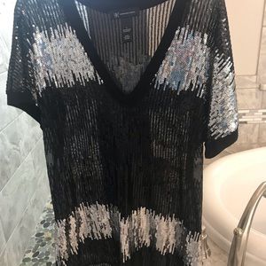 INC black/silver holiday top